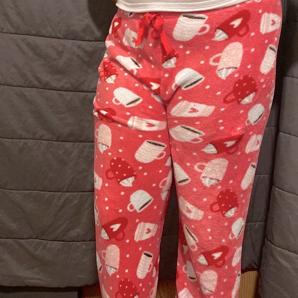 Pink coffee, pajama pants